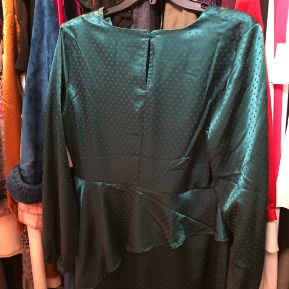 SPENSE NWT Teal Satin Polka-dot Dress 10 🤩 R2 - Picture 9 of 10